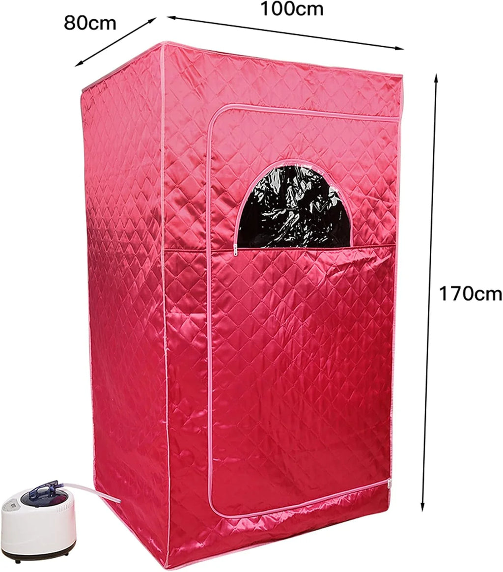 MINGYI Sauna de vapor portátil y plegable de 1000 W con cabina de vapor, generador de vapor de 2,5 camas y mando a distancia, 100 × 80 × 170 cm (rojo)