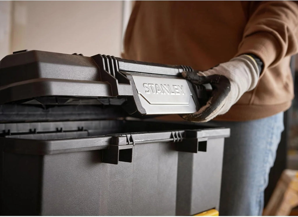 STANLEY Taller rodante Modular 3 en 1 apilable con Ruedas Resistentes, asa telescópica, organizadores Integrados y Capacidad de 35 kg, Ideal para Herramientas eléctricas y manuales, 1-79-206