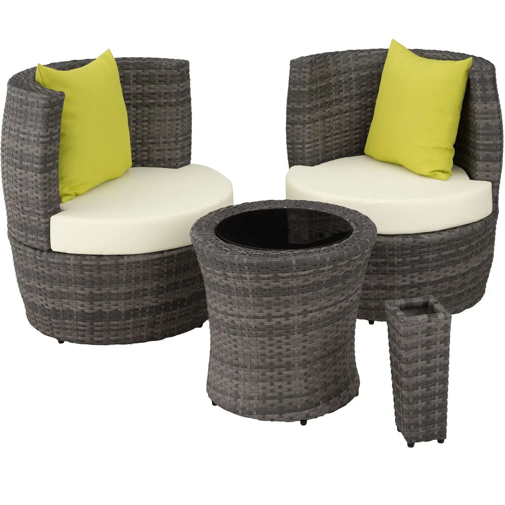 Conjunto De Ratán Y Aluminio Nizza - Gris