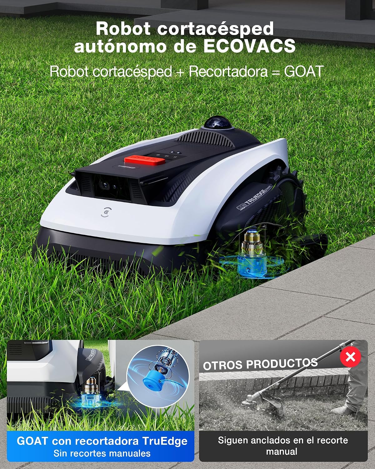 ECOVACS O1200 LiDAR Pro Robot Cortacésped sin Cable Perimetral Care Kit