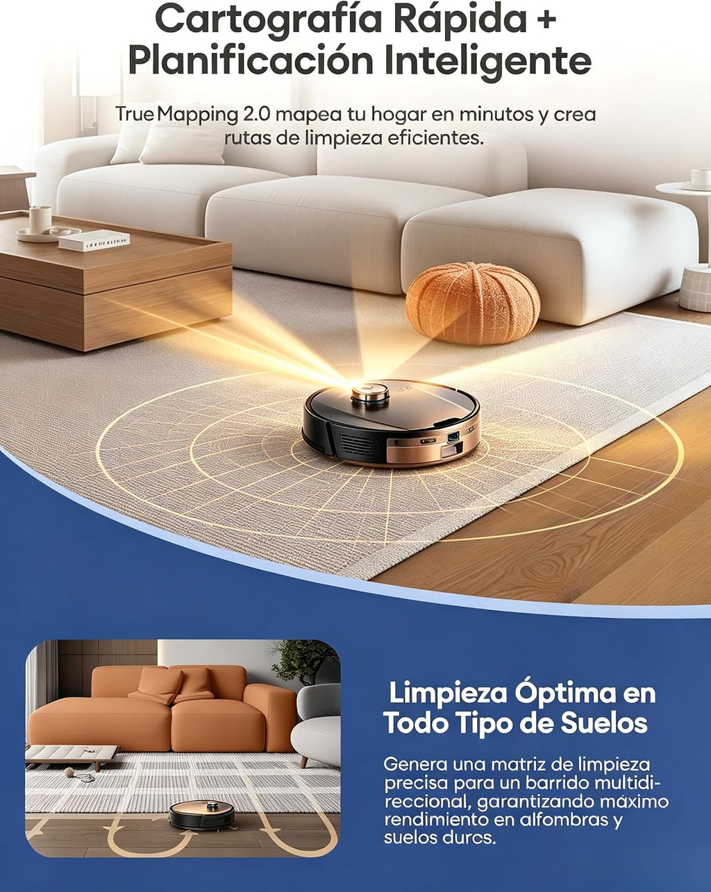 Ultenic Robot Aspirador y Fregasuelos Autovaciado con Líquido Limpiador: Láser LiDAR Lineal, Evitación Mejorada, 10000 Pa, Refuerzo en Alfombras, App y Voz, para Apartamentos y Familias con Mascotas