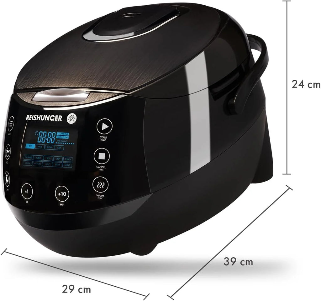 REISHUNGER Olla Arrocera Eléctrica y Vaporera – 1,5 L – Negra
