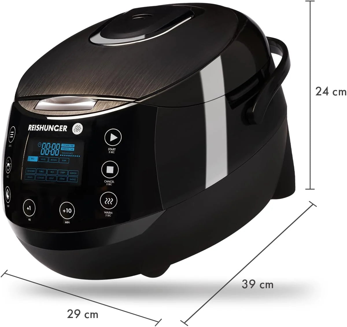 REISHUNGER Olla Arrocera Eléctrica y Vaporera – 1,5 L – Negra