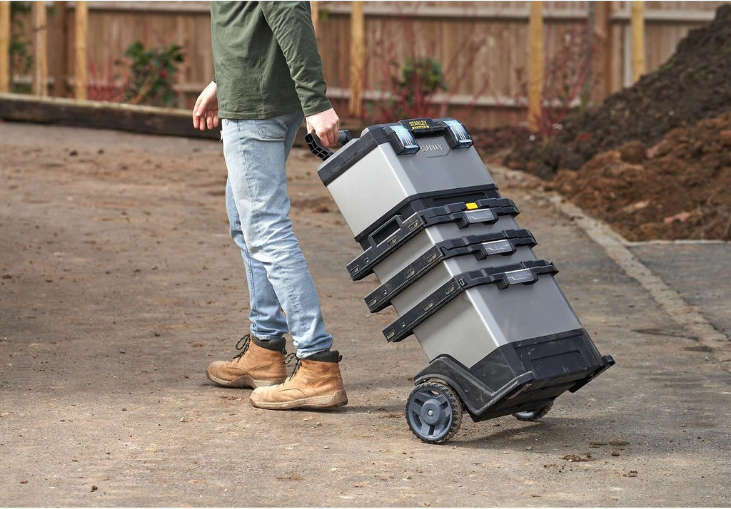 STANLEY FATMAX Taller Móvil Metálico, Carro de Herramientas, Caja Versátil para Piezas Pequeñas y Grandes, Ruedas 17cm, Cierres Metálicos Antioxidantes, 1-95-622