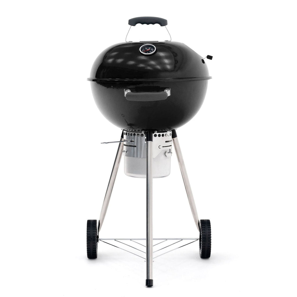 Barbacoa De Carbón Portátil Con Ruedas Kekai Yellowstone 58x47x100 Cm Redonda Con Tapa Y Encendedor Esmaltado En Negro
