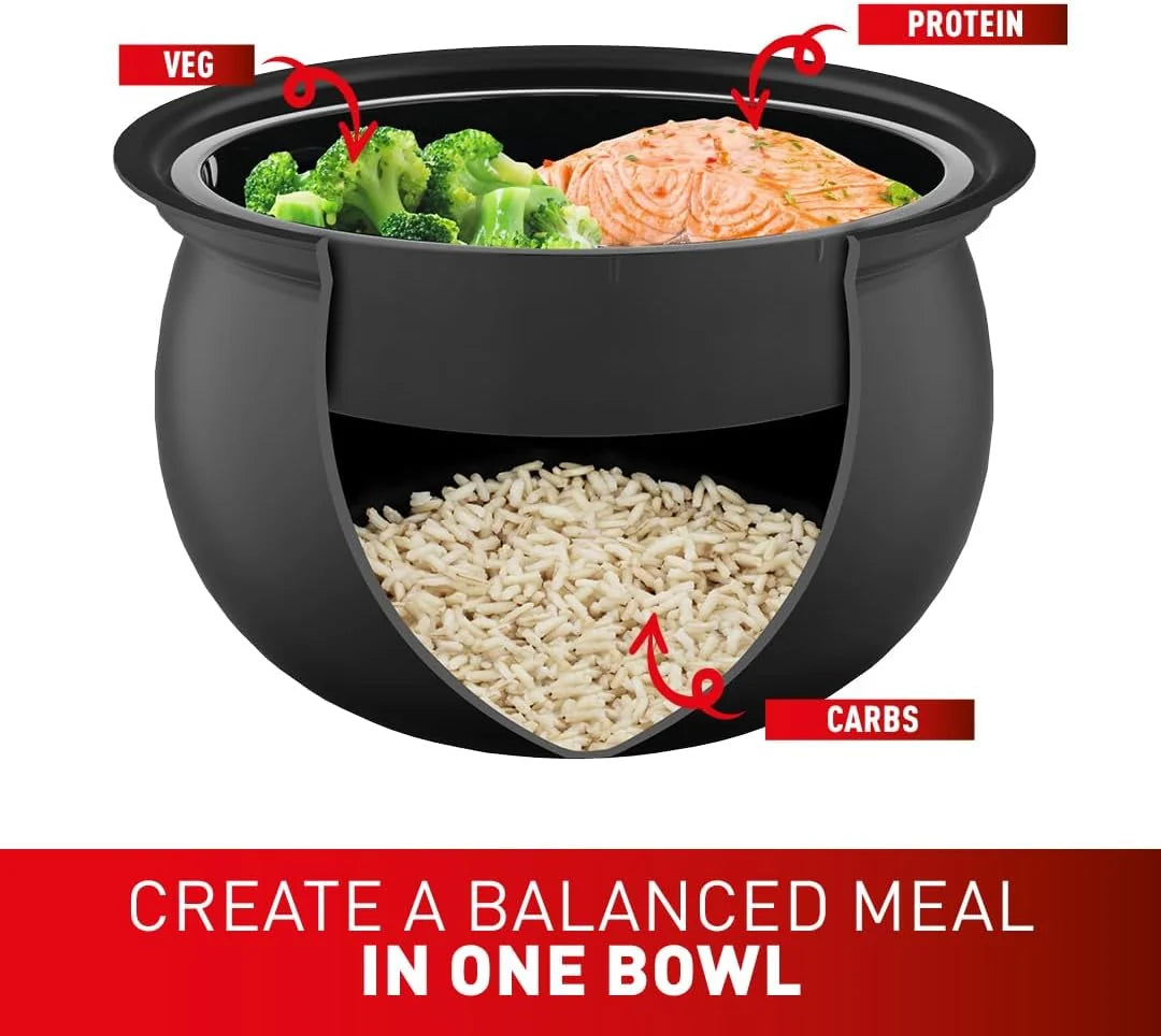 Tefal SpheriCook RK745840 - Multicocina 16 en 1, olla de cocción lenta, arrocera, vapor, mantiene el calor, dorada, tazón apto para lavavajillas, 16 programas, 5 litros, negro, 820 W