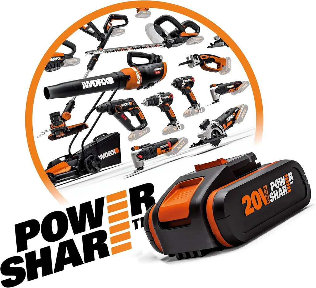 WORX Sierra sable Brushless 20V | PowerShare | WX516.9 - Sin batería, ni cargador | Motor sin escobillas, patín pivotante ajustable, cambio de cuchilla sin herramientas