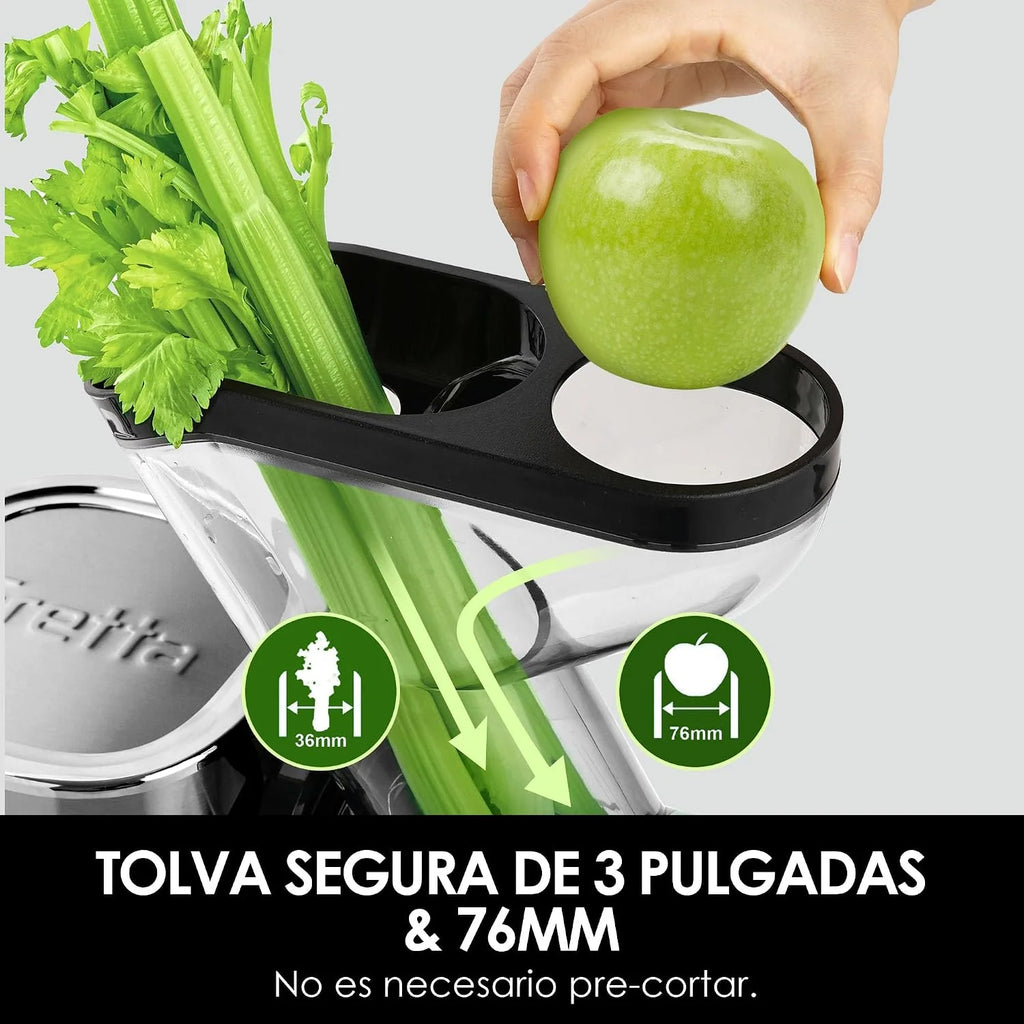 Fretta Extractor de Zumo Prensado en Frío 76 mm, libre de BPA (Inox)