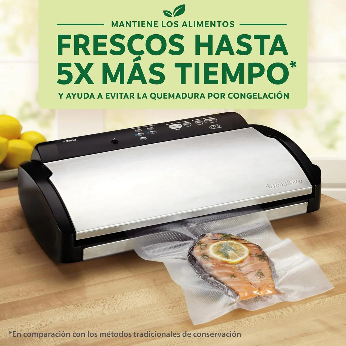 FoodSaver V2860 - Envasadora al vacío, 2 tipos de envasado, 3 velocidades, color negro y plata, 43 x 29 x 10.5 cm
