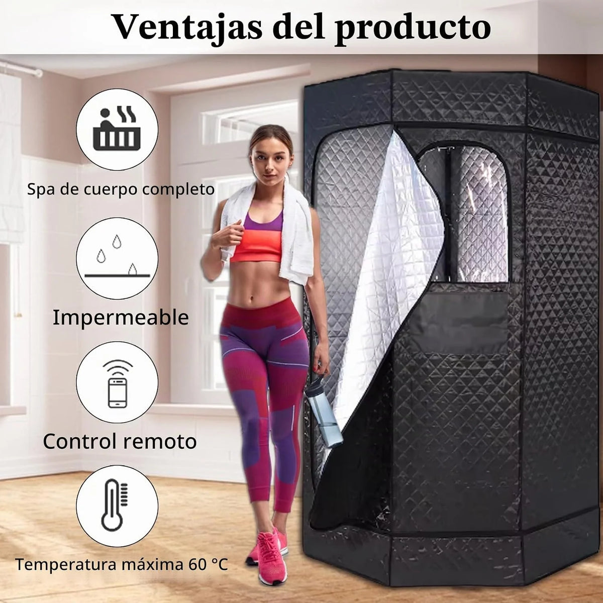 Sauna Tienda Campaña Para Sauna, Cabina Sauna Generador Sauna Vapor Tienda Sauna Portátil Aire Libre Temporizador Y 9 Niveles Temperatura Con Sauna Vapor Olla Vapor 3L Silla Plegable Control Remoto