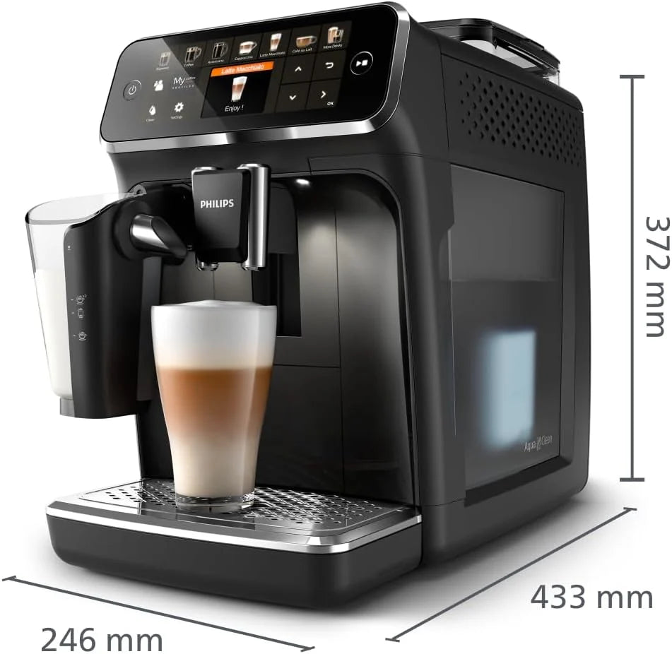 Philips Serie 5400 Cafetera Superautomática - Sistema de Leche LatteGo, 12 Variedades de Café, Pantalla Intuitiva, 4 Perfiles de Usuario, Negro (EP5441/50)