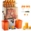 VEVOR Exprimidora de Naranjas Comercial 120 W de Acero Inoxidable y PC, Con 2 Recipientes Recolectores, Con Grifo, Capacidad para Hasta 20 Naranjas por Minuto, Para Limones y Cítricos 55-80 mm