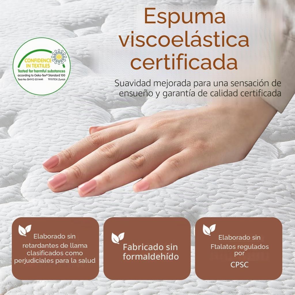 Memory Foam Mattress 140 x 200 cm Memory Foam, Height 30 cm, Comfort and Medium Firmness | Anti-Mite, Anti-Bacterial, Breathable, Hypoallergenic | Oeko-Tex Certified, Spring Mattress
