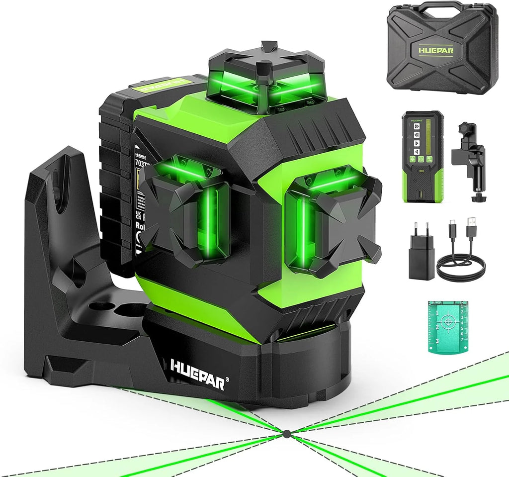 Huepar 703TR Nivel Láser con Alineación Automática, Rotación en Punto Fijo