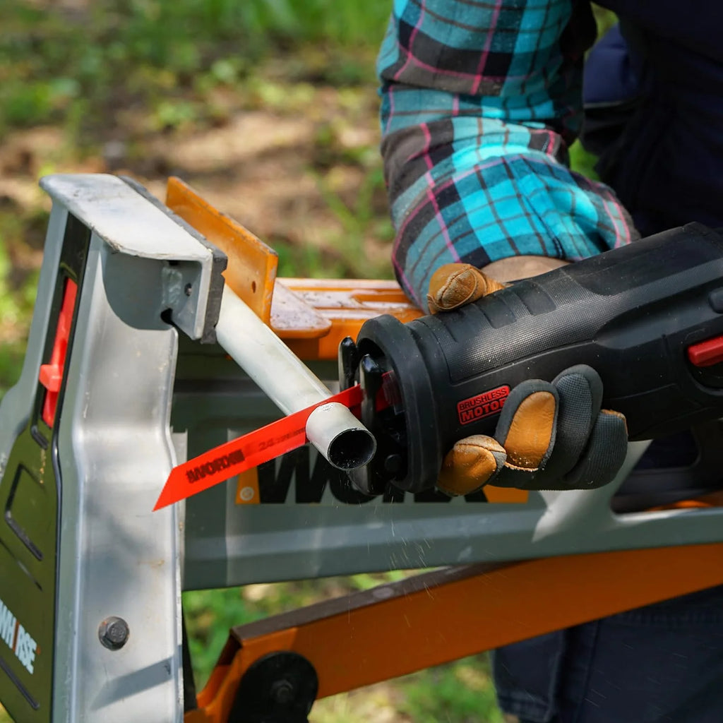 WORX Sierra sable Brushless 20V | PowerShare | WX516.9 - Sin batería, ni cargador | Motor sin escobillas, patín pivotante ajustable, cambio de cuchilla sin herramientas