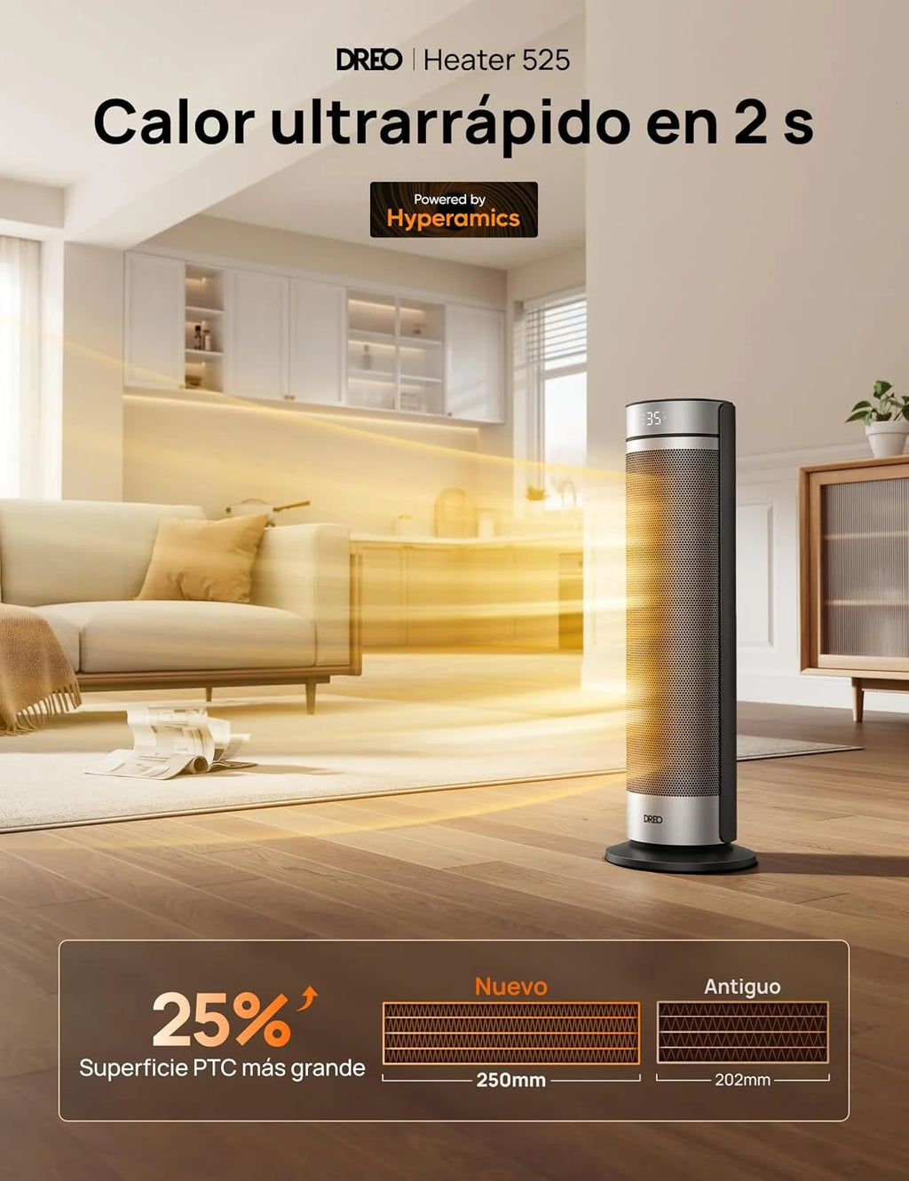 DREO Tower Heater 23 Inches 2000W Quiet, Portable Stove with Remote Control, 70° Oscillation, 12H Timer, 5 Modes, PTC Ceramic Heater with Thermostat for Office and Room