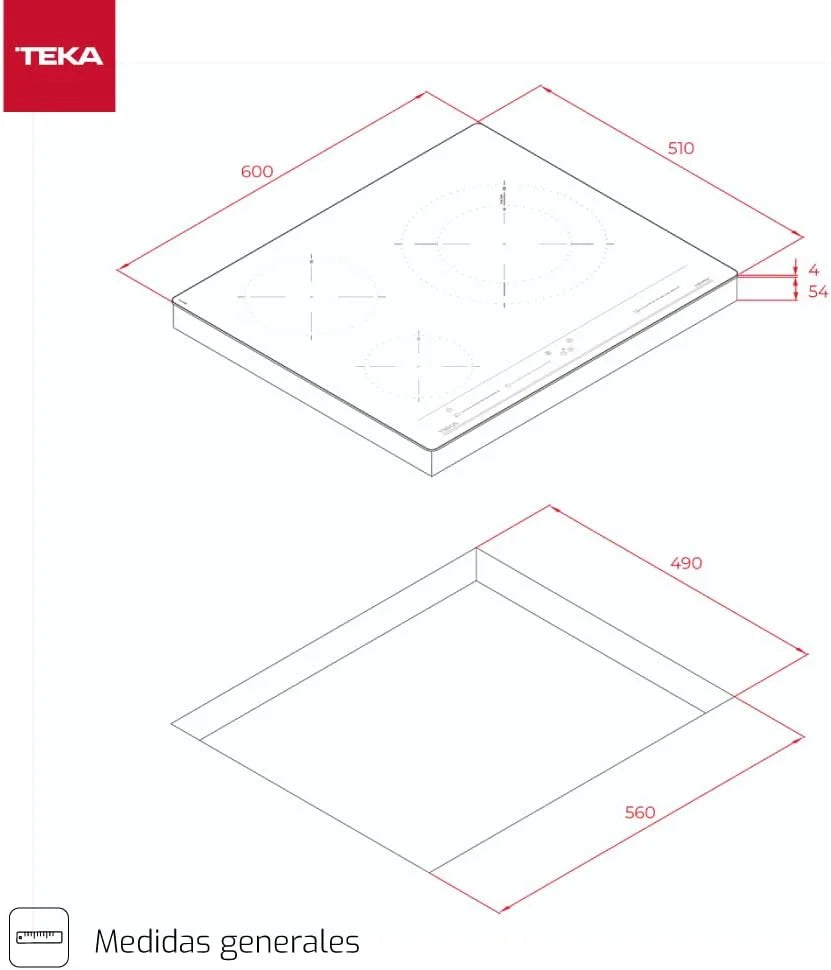 TEKA Placa Inducción 60 cm, 3 Zonas de Cocción, Touch Control Multislider, Función Power Plus y Stop & Go, Modo Silencio, Seguridad Auto Lock, Modelo IZC 63015 MSS