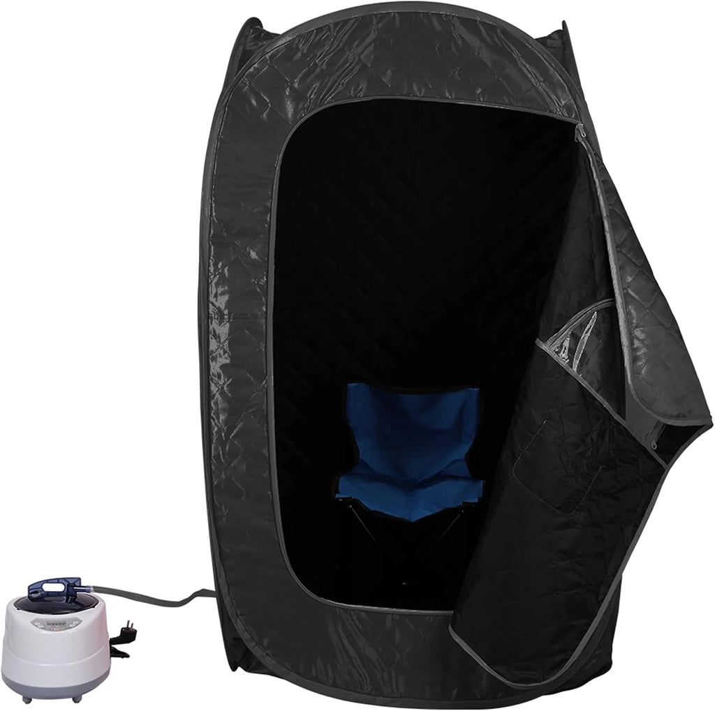 MINGYI Sauna de vapor portátil y plegable de 1000 W con cabina de vapor, generador de vapor de 2,5 camas y mando a distancia, 80 × 80 × 135 cm (Negro)