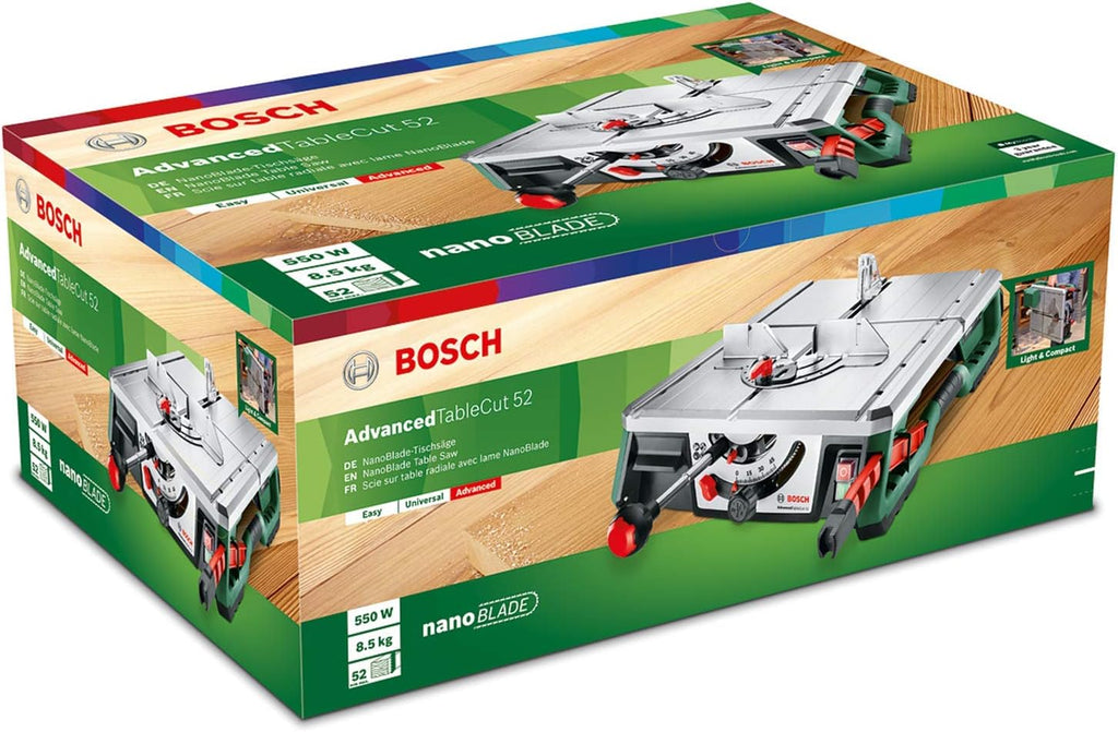 Bosch sierra de mesa AdvancedTableCut 52 (550 W, NanoBlade Wood Basic 65, 8,5 kg, en caja)