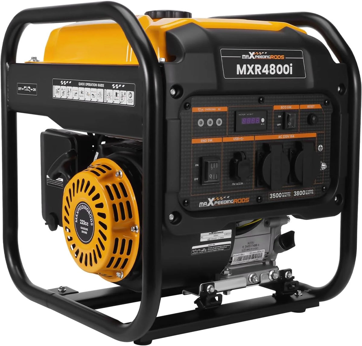 maXpeedingrods 3800W inverter generador portátil gasolina con two 230V/USB