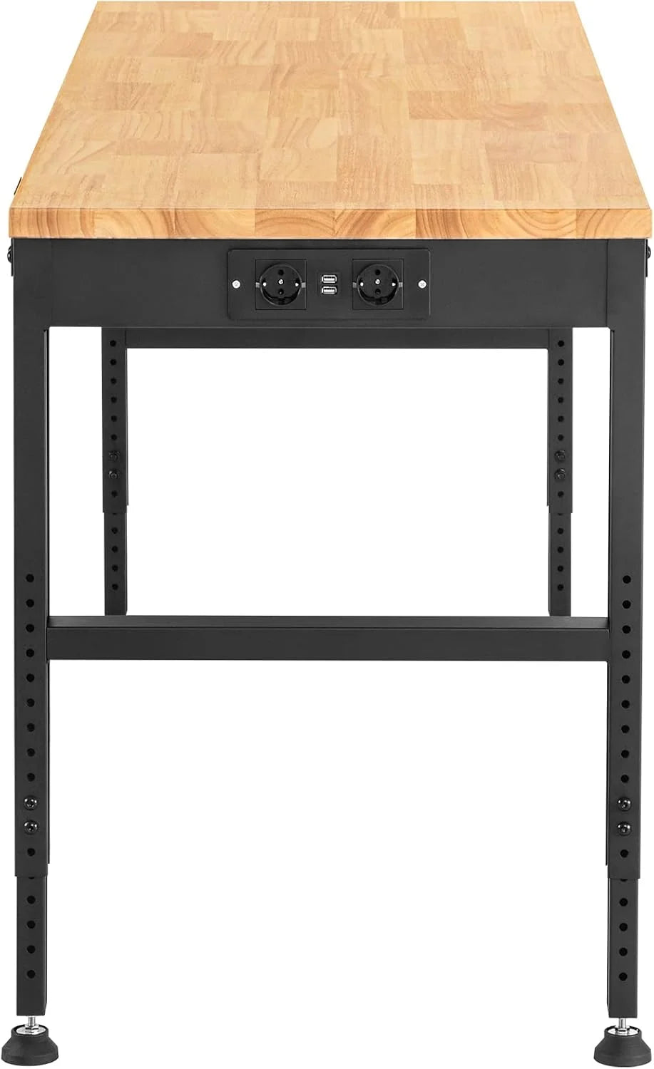 VEVOR Banco de Trabajo de Altura Ajustable, 135 cm de Ancho x 46 cm de Profundidad x 97 cm de Alto, Mesa de Garaje con 72-97 cm de Altura y Capacidad de Carga de 900 kg, con Tomas de Corriente, Parte