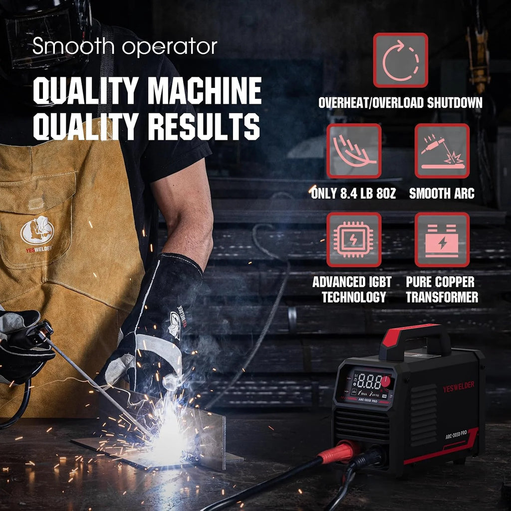 YESWELDER Soldador de Electrodo 205A, Inverter MMA Lift TIG 230V