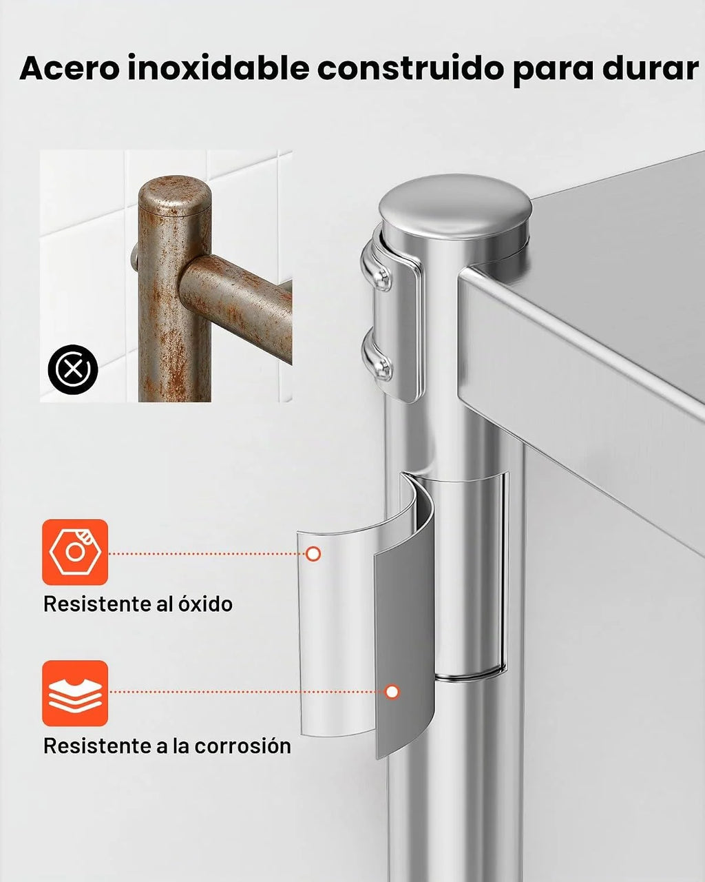 VEVOR Estantería de Acero Inoxidable de 48 x 18.5 Pulgadas, 5 Niveles Ajustables, estantería de Acero Inoxidable Resistente para Cocina, Oficina, Garaje, Almacenamiento, 330 Libras por Estante