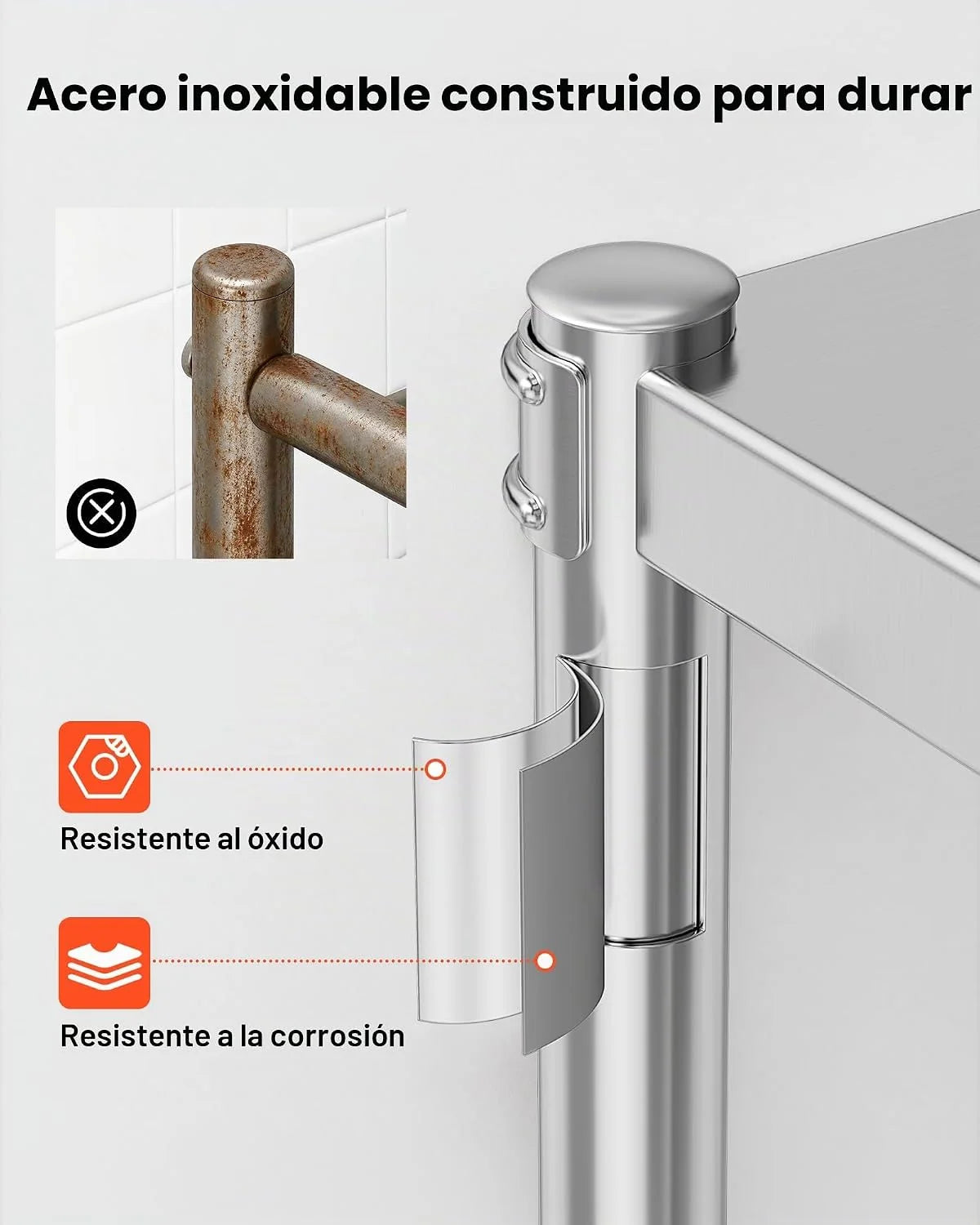 VEVOR Estantería de Acero Inoxidable de 48 x 18.5 Pulgadas, 5 Niveles Ajustables, estantería de Acero Inoxidable Resistente para Cocina, Oficina, Garaje, Almacenamiento, 330 Libras por Estante