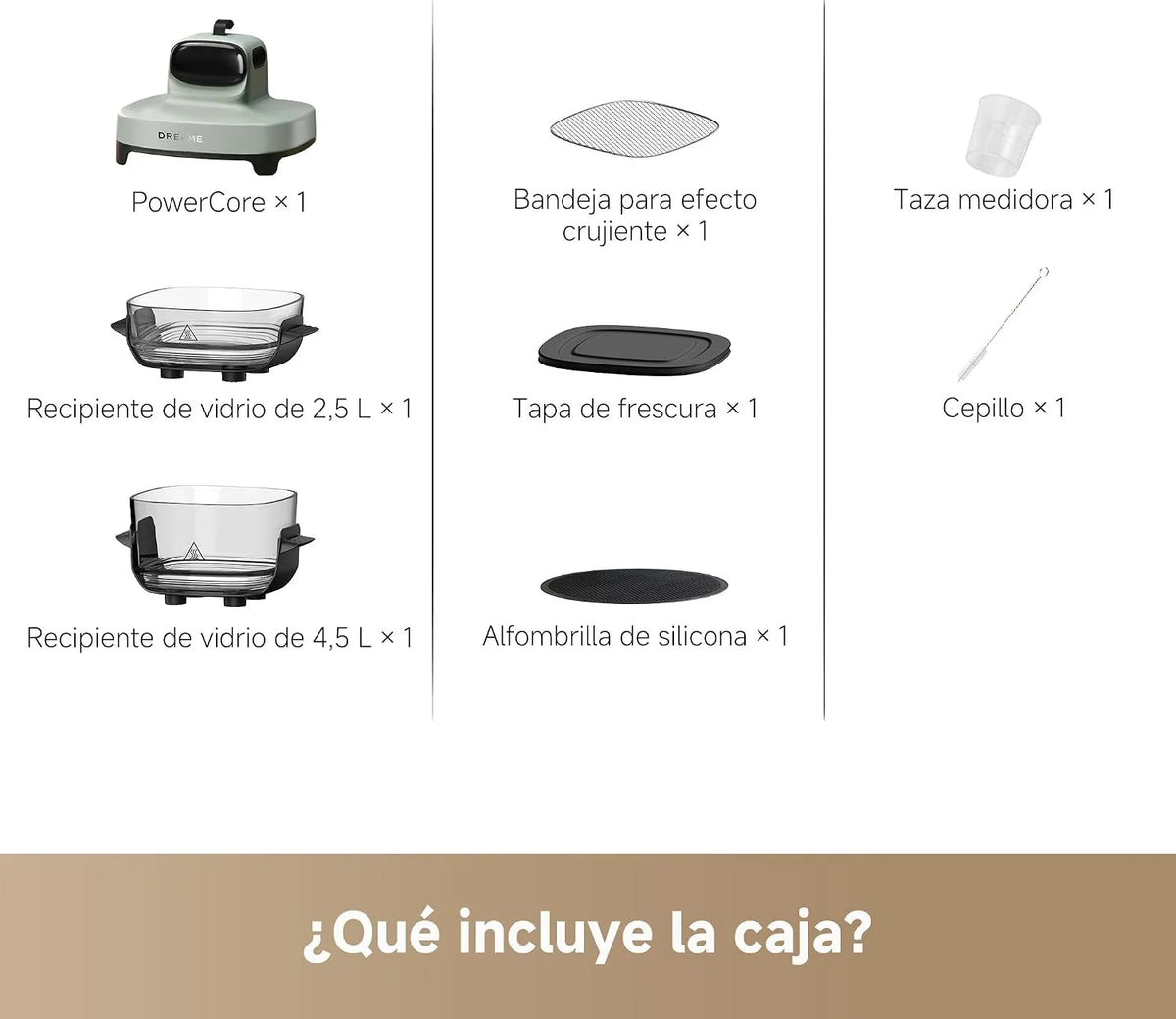 DREAME Tasti, Freidora de Aire Portátil de Vidrio 5 en 1: 2,5 L + 4,5 L