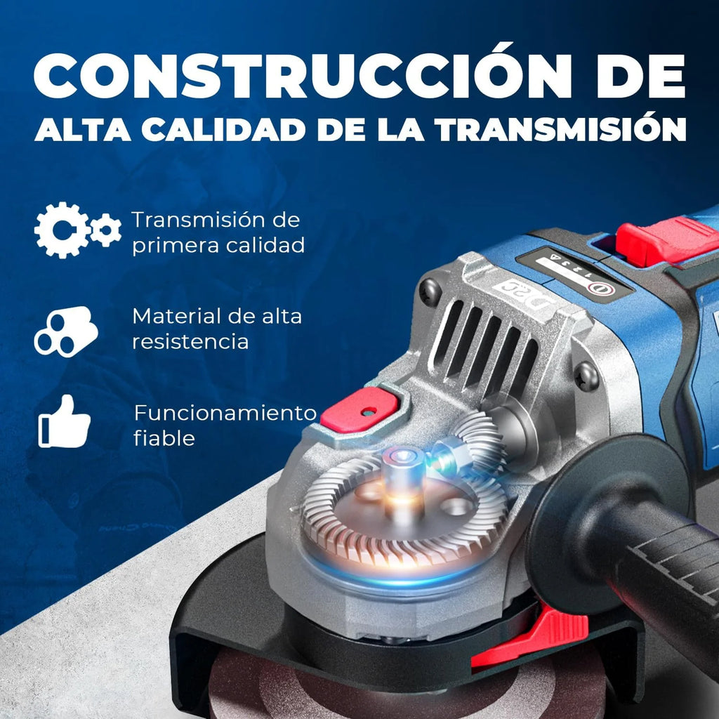 DongCheng Amoladora angular a batería 20V, 125 mm, 1000 W, 2x4.0Ah