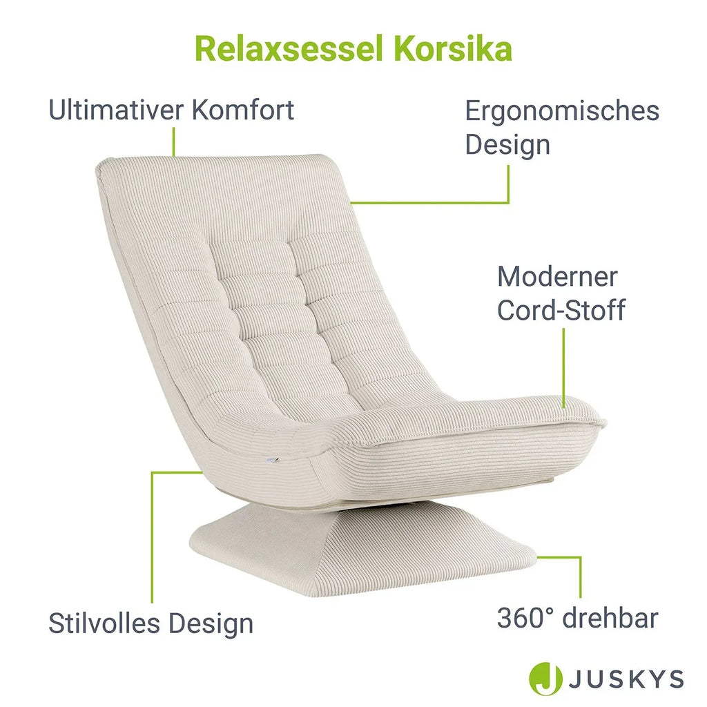 2025 Sillón relax Korsika en terciopelo acanalado