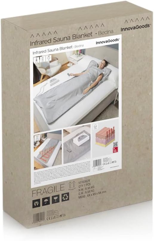 InnovaGoods® Manta Electrica, Manta Electrica Sauna de Calor Infrarrojo, Manta termica Apta para Todo el Cuerpo, Manta Sauna de Calor infrarrojo Potencia la eliminación de Grasas y toxinas.