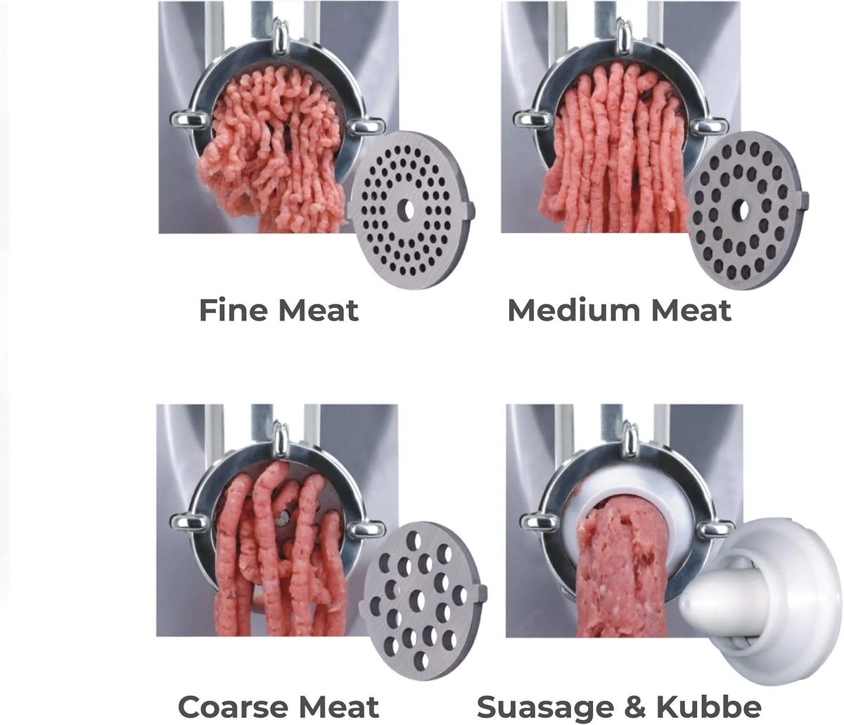 Müller Kitchen MK-6029 - Picadora de carne eléctrica (1800 W, cuerpo de la amoladora de aluminio)