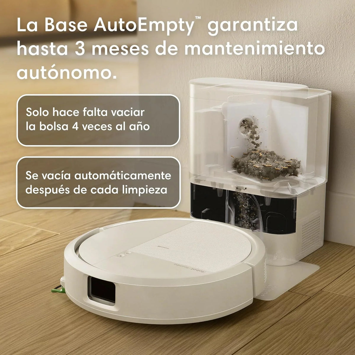 iRobot Roomba 115 Combo con Base AutoEmpty, Robot 2en1, Potencia de succión 15000 Pascales, Cepillo Lateral Flexible, Mopa de fregado extendida, 90 días autonomía, Navegación Clearview LiDAR, Blanco