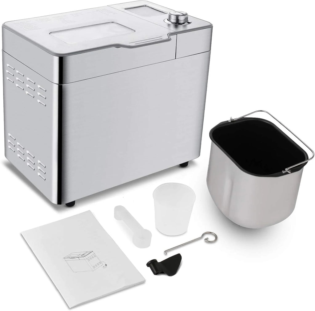 Panificadora Automática, Panificadora automática de 550 W, 25 programas de horneado, LCD, Máquina Programable para Hacer Pan, 13H Temporizador de Citas, para Panes, sin Gluten, Bizcochos