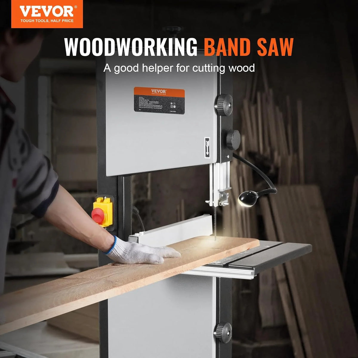 VEVOR Sierra de cinta de banco con soporte, 245 mm, 2 velocidades 506/920 rpm, 370 W, altura de corte 160 mm, longitud de hoja de sierra 1832 mm, guía, medidor de inglete, para trabajo madera