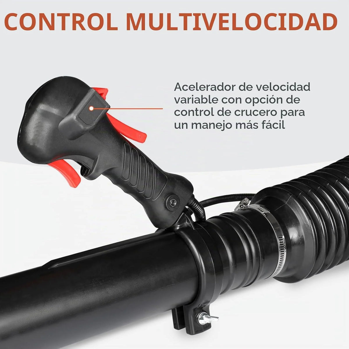 LabTEC Soplador de Hojas a Gasolina, Aspirador de Hojas a Gasolina EB865 63cc, soplador de jardín de 2 Tiempos con Velocidad Regulable, para Limpiar Patios, Hojas, Cortar césped, triturar, Quitar
