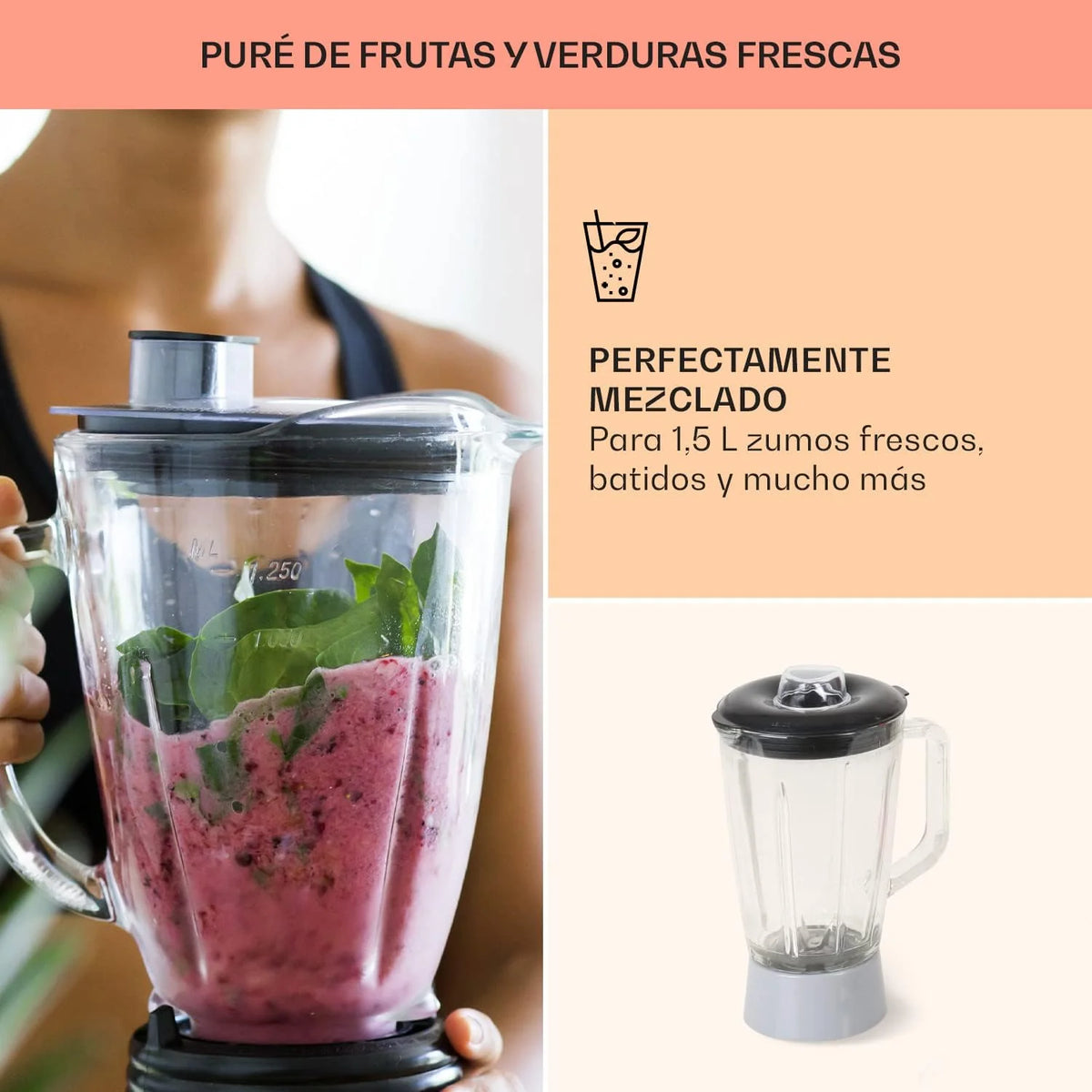 Klarstein Batidora Amasadora con Bol, 5L para Hornear, Robot Cocina, Amasadora Reposteria 1800W, Picadora Carne, Gancho y Bol para Mezclar con Varillas Rotación Planetaria 6 Velocidades