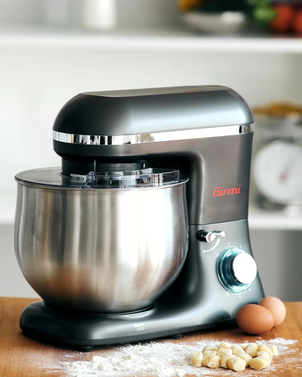 Girmi IM46 Batidora amasadora 1400 W, bol inox 8 L, gris antracita