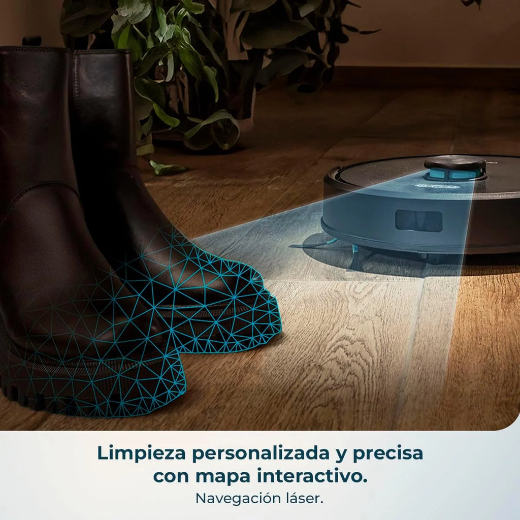 Cecotec Robot Aspirador y Friegasuelos con Base de Autovaciado Conga Y50 X-Treme. Navegación Láser, Potencia de Succión 5000Pa, Base con Depósito 3L, Cepillo Multifunción, App