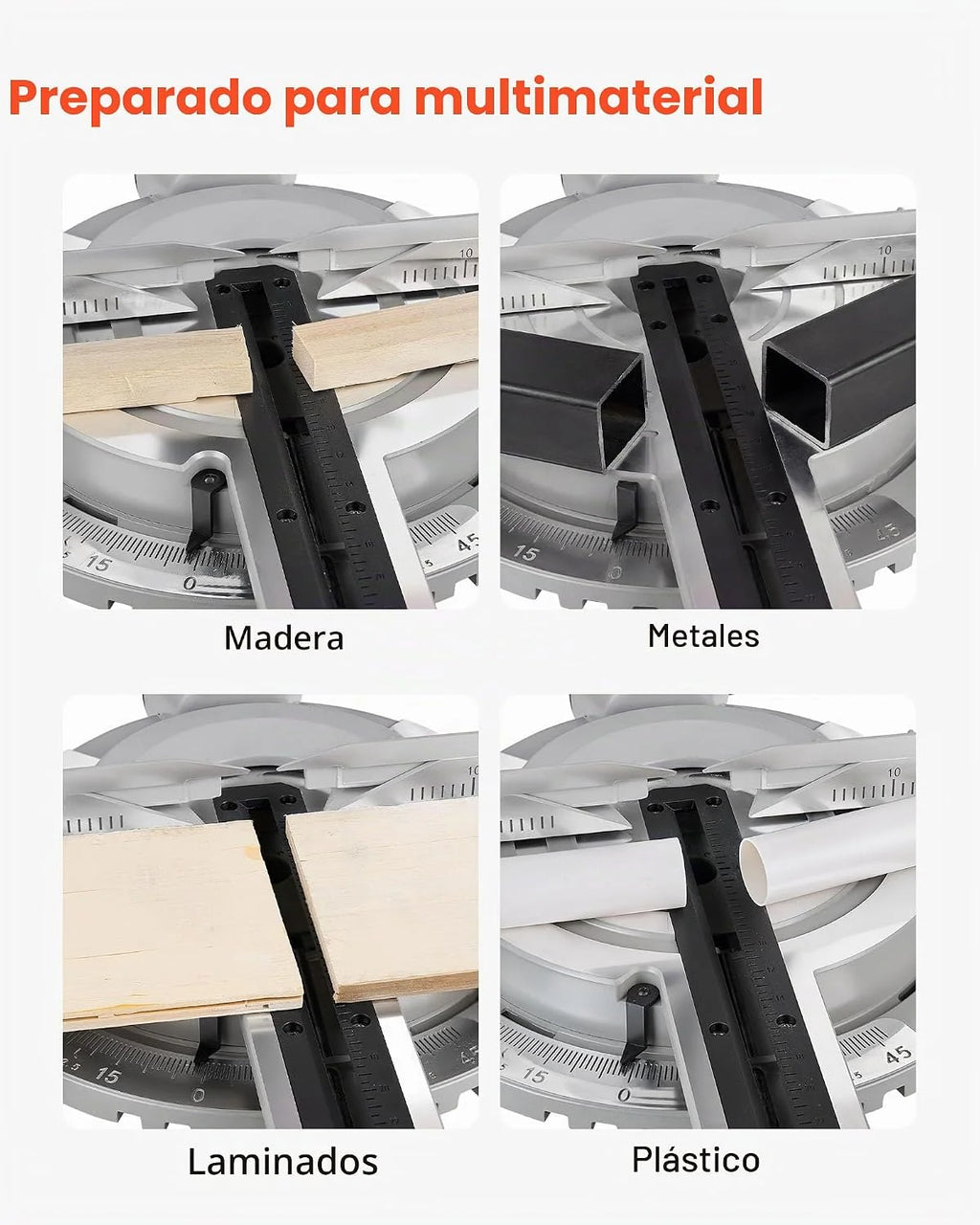 VEVOR Sierra Ingletadora Deslizante Compuesta 1800 W, Hoja de 254 mm, Ángulo y Profundidad de Corte Ajustables, Aluminio Fundido, Compacta y Pórtatil, Corte Multimaterial para Madera Metales Laminados