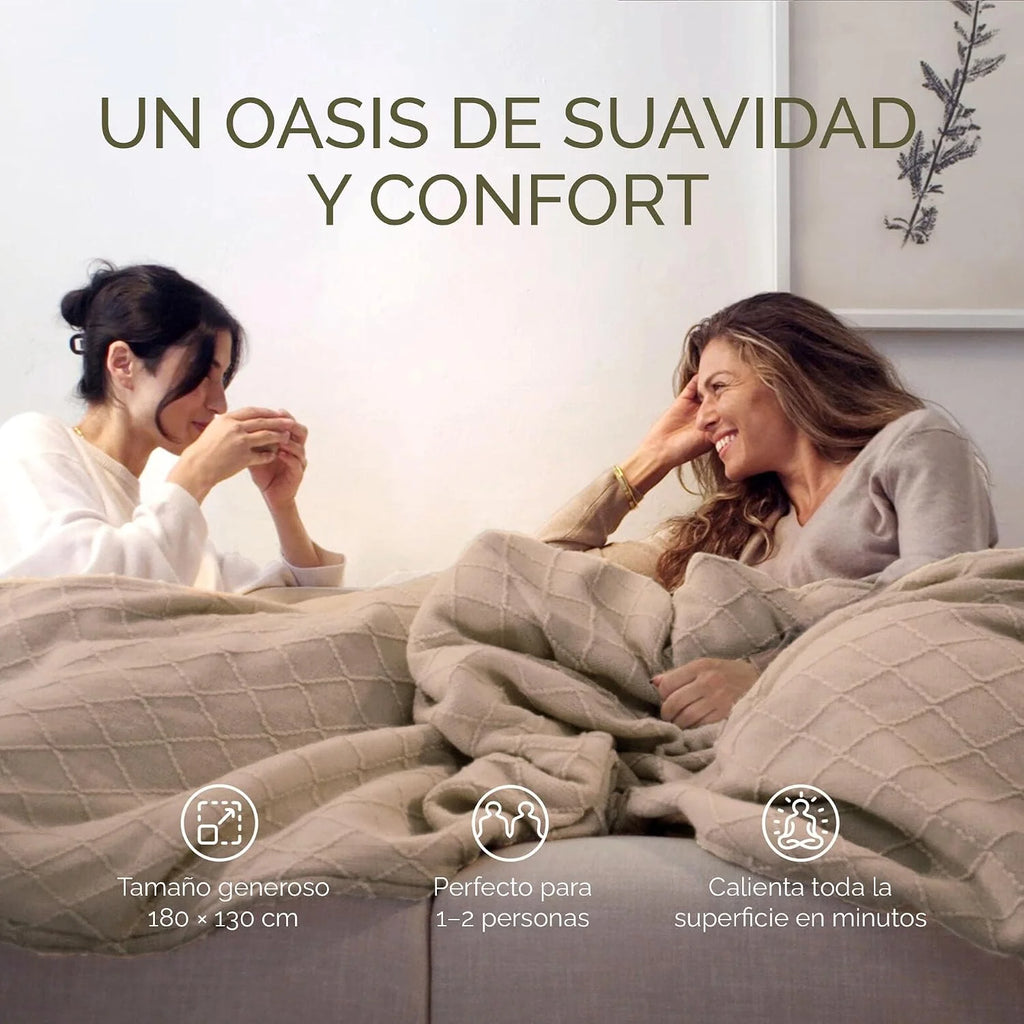 Groenland BOHEM Manta Calefactable Diseño para Sofá 180 × 130 cm Taupe Dawn