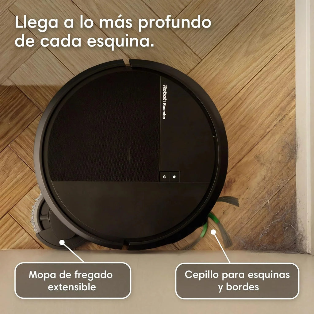 iRobot Roomba Plus 415 Combo y Base AutoWash multifunción, Robot Aspirador y Friegasuelos, 20.000Pa, Mopa Extensible, Mopas DualClean Elevables, Secado Calor, LiDAR Clearview, Autonomía 90 Días,Negro