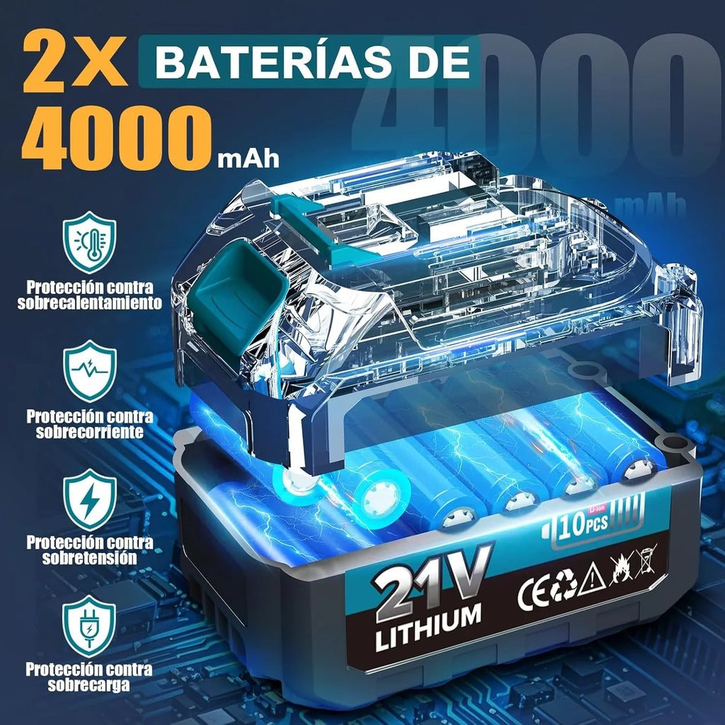 2-en-1 8 Pulgadas Mini Motosierra y Motosierra de Pértiga Inalámbrica con 2 Baterías de 4000mAh, Motosierra sin Escobillas con Telescópicas para Exterior, Extensible hasta 4M