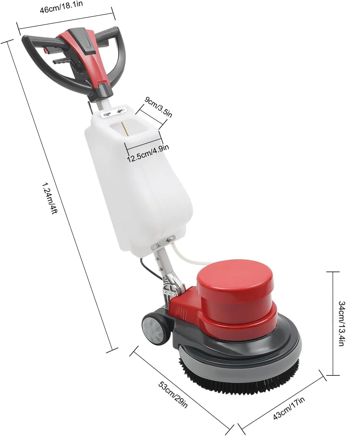 Pulidora de suelo de 1100 W, pulidora con pieza de mano, soporte para almohadillas, depósito de agua, cepillo de techo duro
