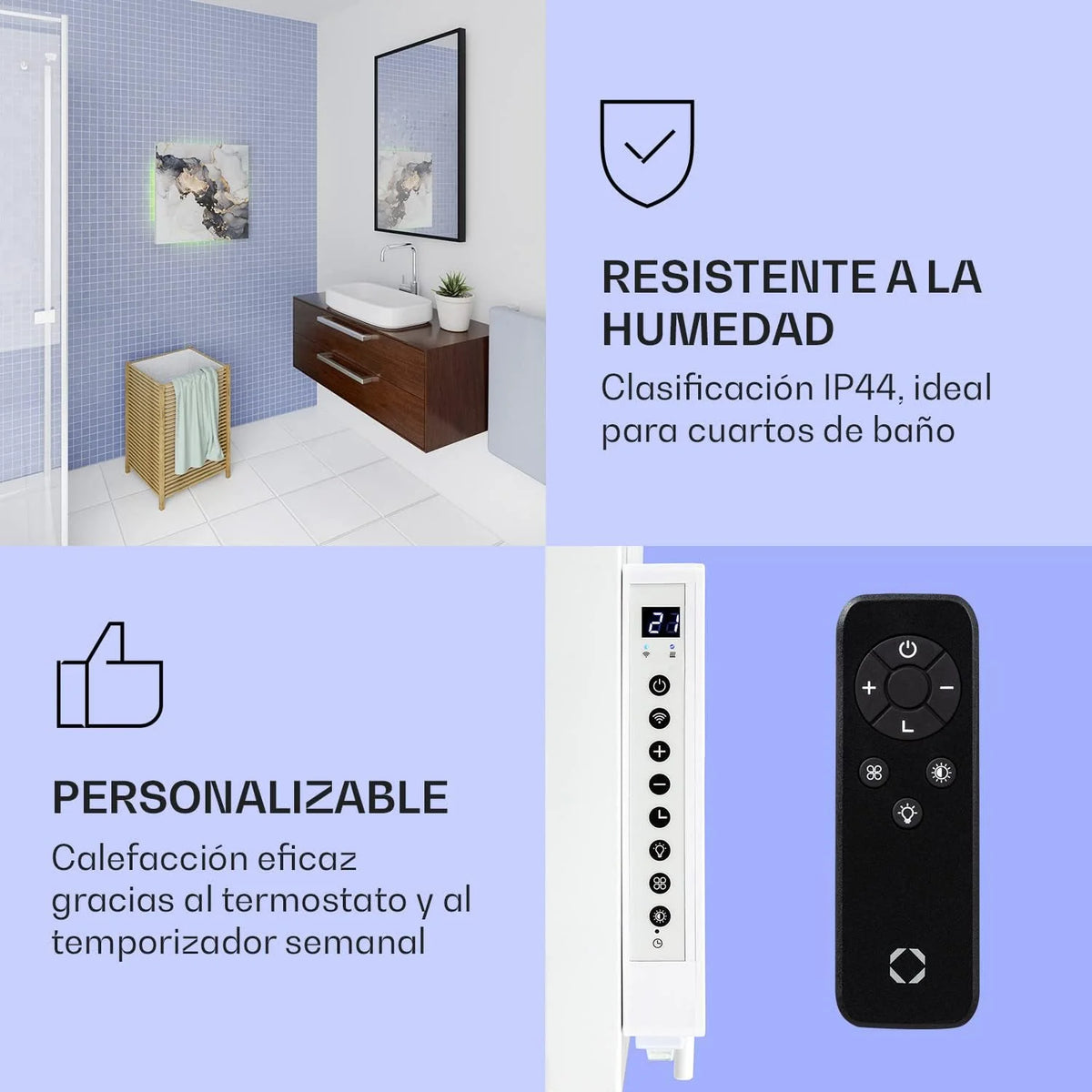 Klarstein Low Consumption Infrared Electric Radiator, Wall Stove 500W, App and WiFi, Open Window Detection, Timer, IP44, Thermal Emitter, Low Electric Radiators without CO2