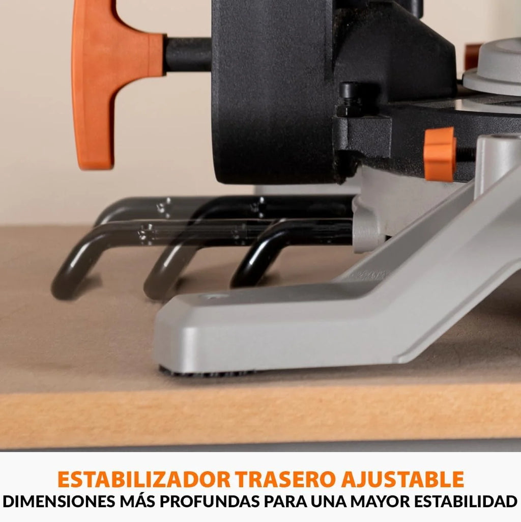 Evolution Power Tools R210MTS-G2 Sierra híbrida convertible de mesa/ingletadora, compacta y portátil, corte multimaterial, corta madera, metal, plástico, etc.; incluye una hoja de 210 mm
