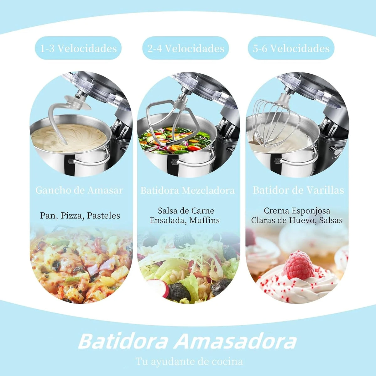 Kitchen in the box Batidora amasadora Profesional 6.2L Gran Familia