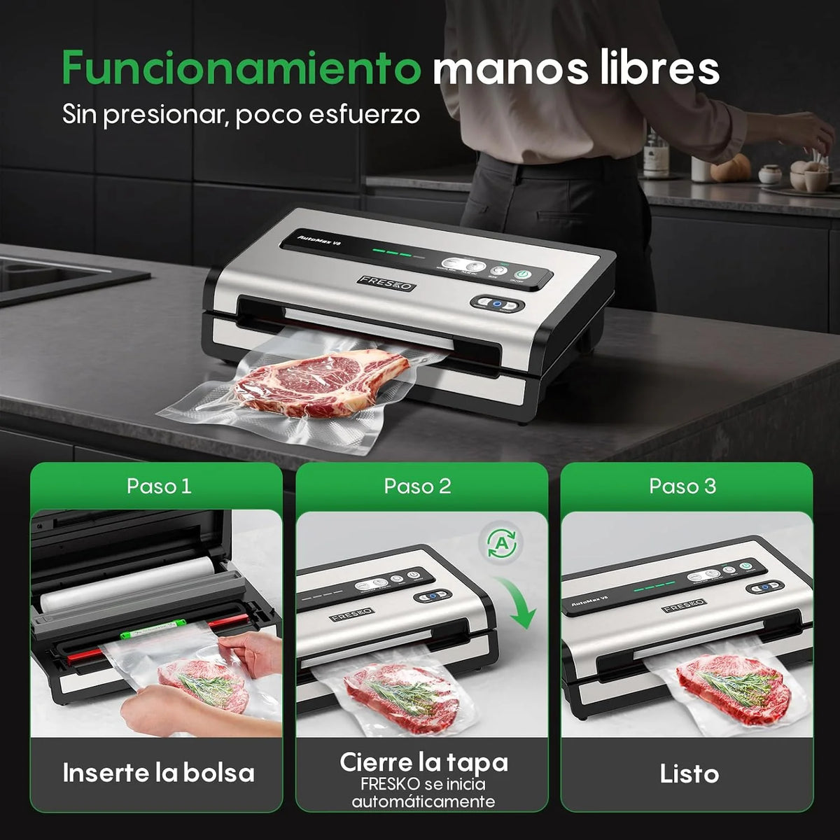 FRESKO Envasadora al Vacío Automática para Alimentos Manos Libres