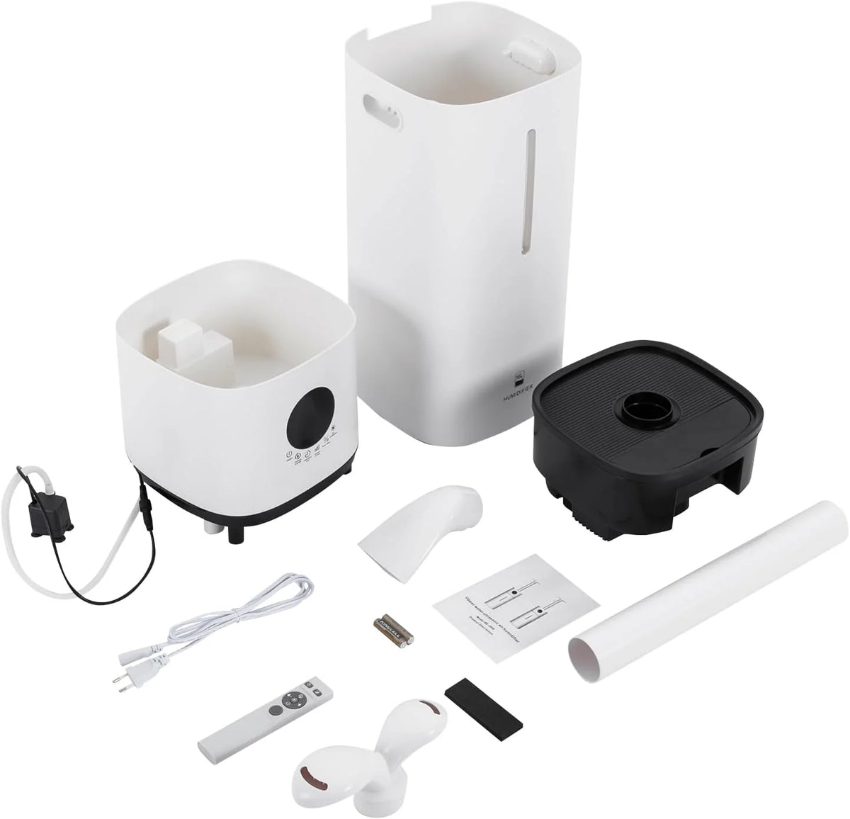 Humidificador para habitaciones grandes, relleno superior de 16 litros, pantalla LED ultrasónica, temporizador de 1-12 horas, humedad ajustable, superficie utilizable 30-100 m², blanco